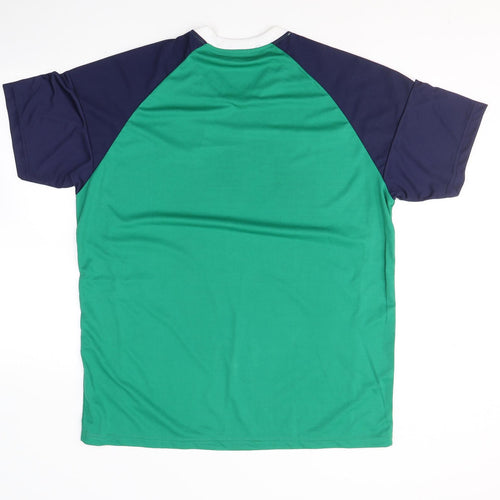 adidas Mens Green Colourblock Polyester  T-Shirt Size 2XL Round Neck  - Northern Ireland