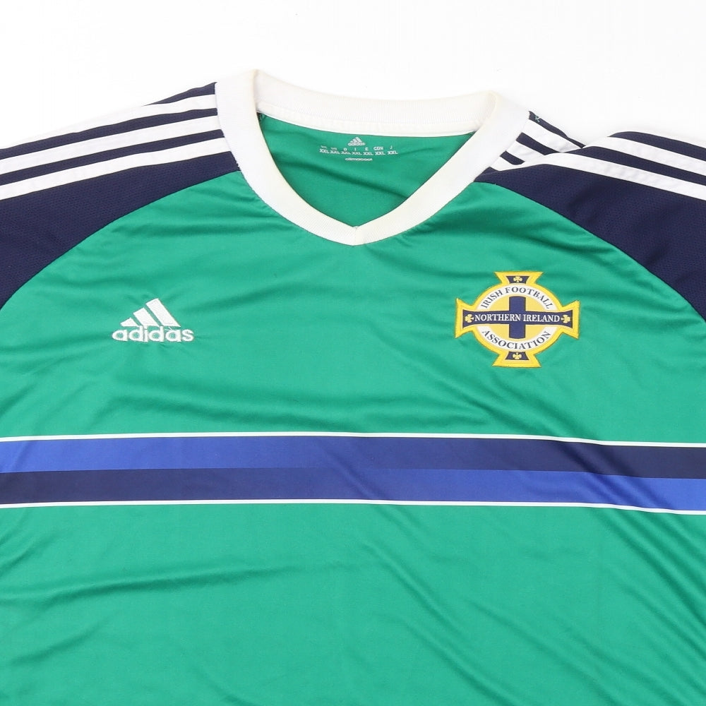 adidas Mens Green Colourblock Polyester  T-Shirt Size 2XL Round Neck  - Northern Ireland