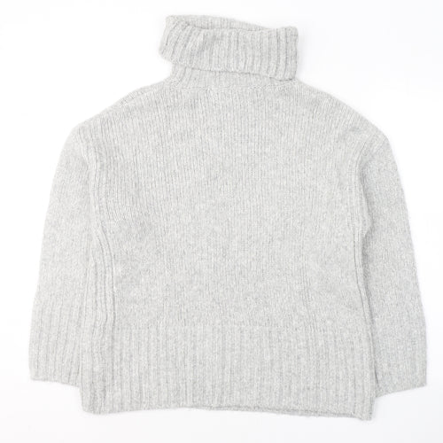 Dunnes Stores Womens Grey Roll Neck  Acrylic Pullover Jumper Size S