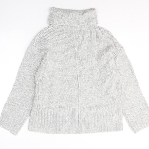 Dunnes Stores Womens Grey Roll Neck  Acrylic Pullover Jumper Size S