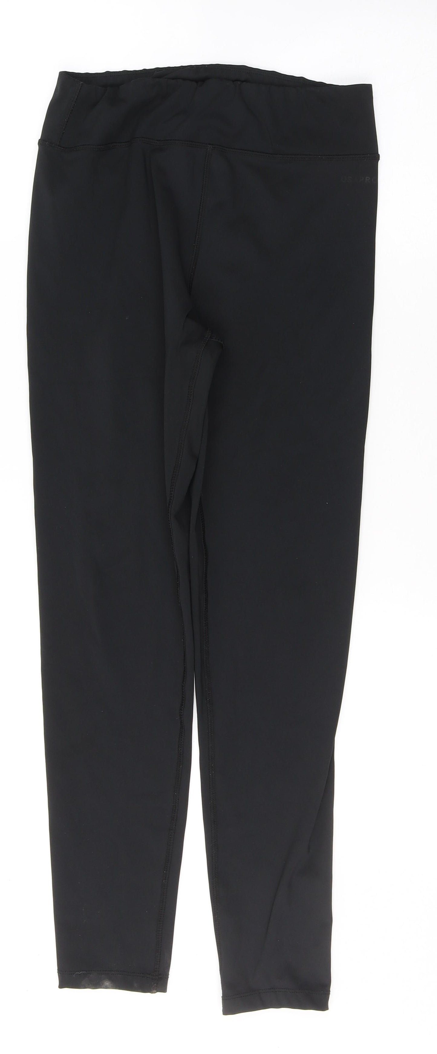 USA Pro Womens Black  Polyester Pedal Pusher Leggings Size 12 L27 in Regular Button