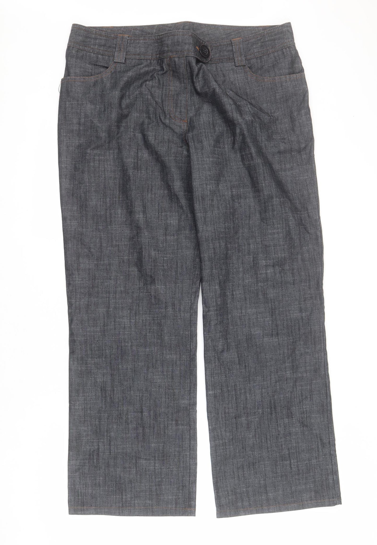 Dorothy Perkins Womens Black  Cotton Wide-Leg Jeans Size 16 L28 in Regular Zip