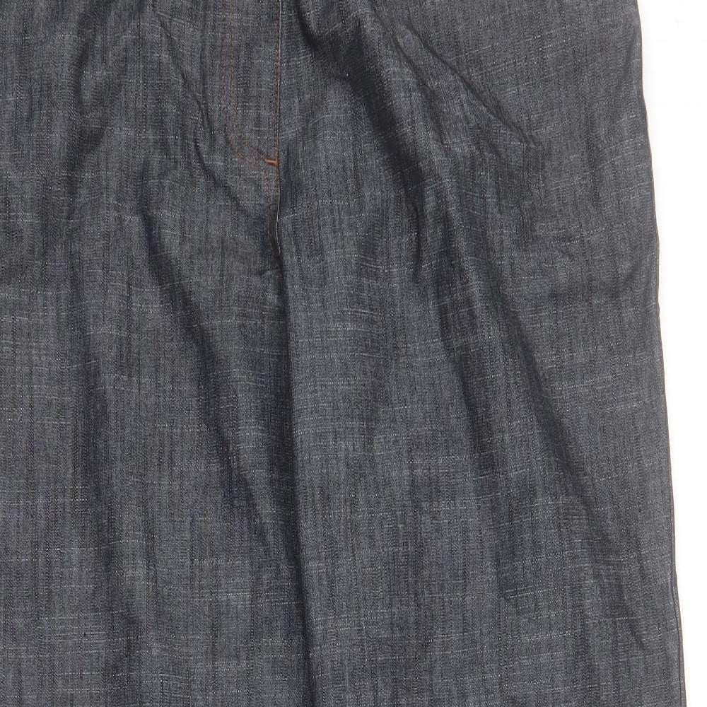 Dorothy Perkins Womens Black  Cotton Wide-Leg Jeans Size 16 L28 in Regular Zip