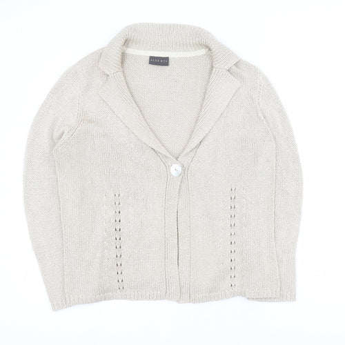 Alex & Co Womens Brown Collared  Acrylic Cardigan Jumper Size 14