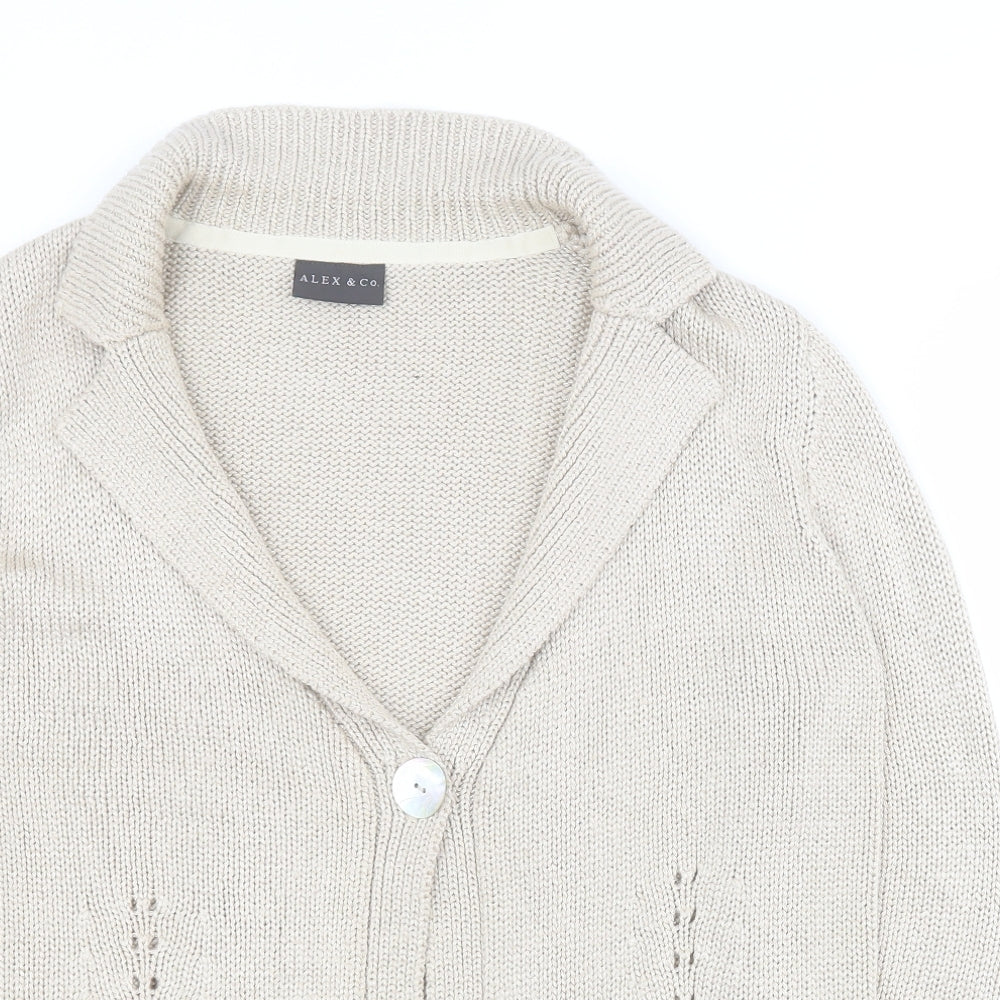 Alex & Co Womens Brown Collared  Acrylic Cardigan Jumper Size 14