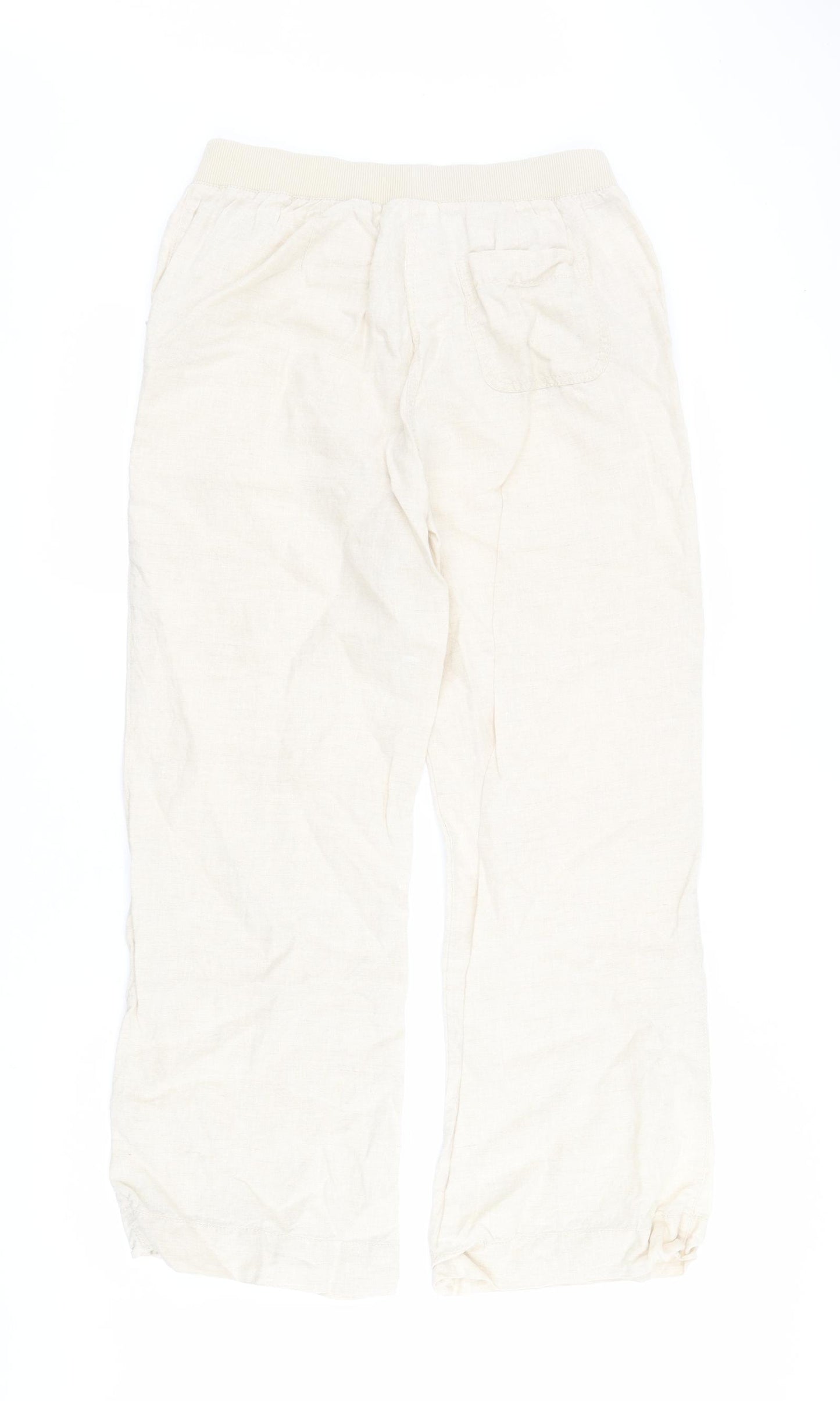 Wallis Womens Beige  Linen Carrot Trousers Size 12 L29 in Regular Zip