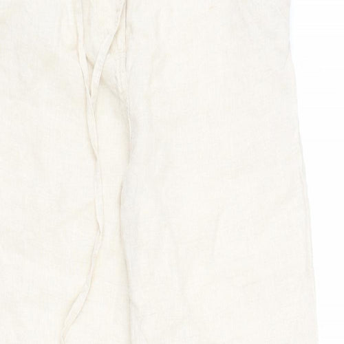 Wallis Womens Beige  Linen Carrot Trousers Size 12 L29 in Regular Zip