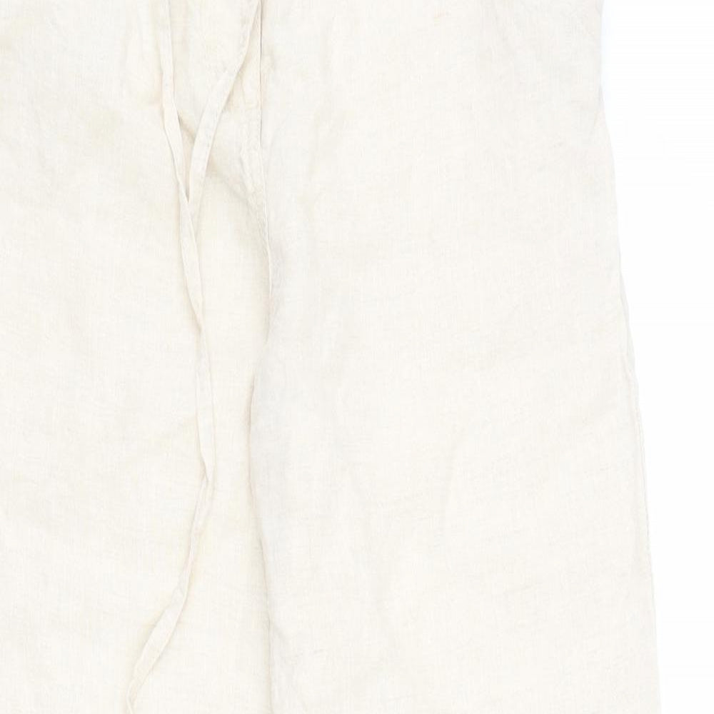 Wallis Womens Beige  Linen Carrot Trousers Size 12 L29 in Regular Zip