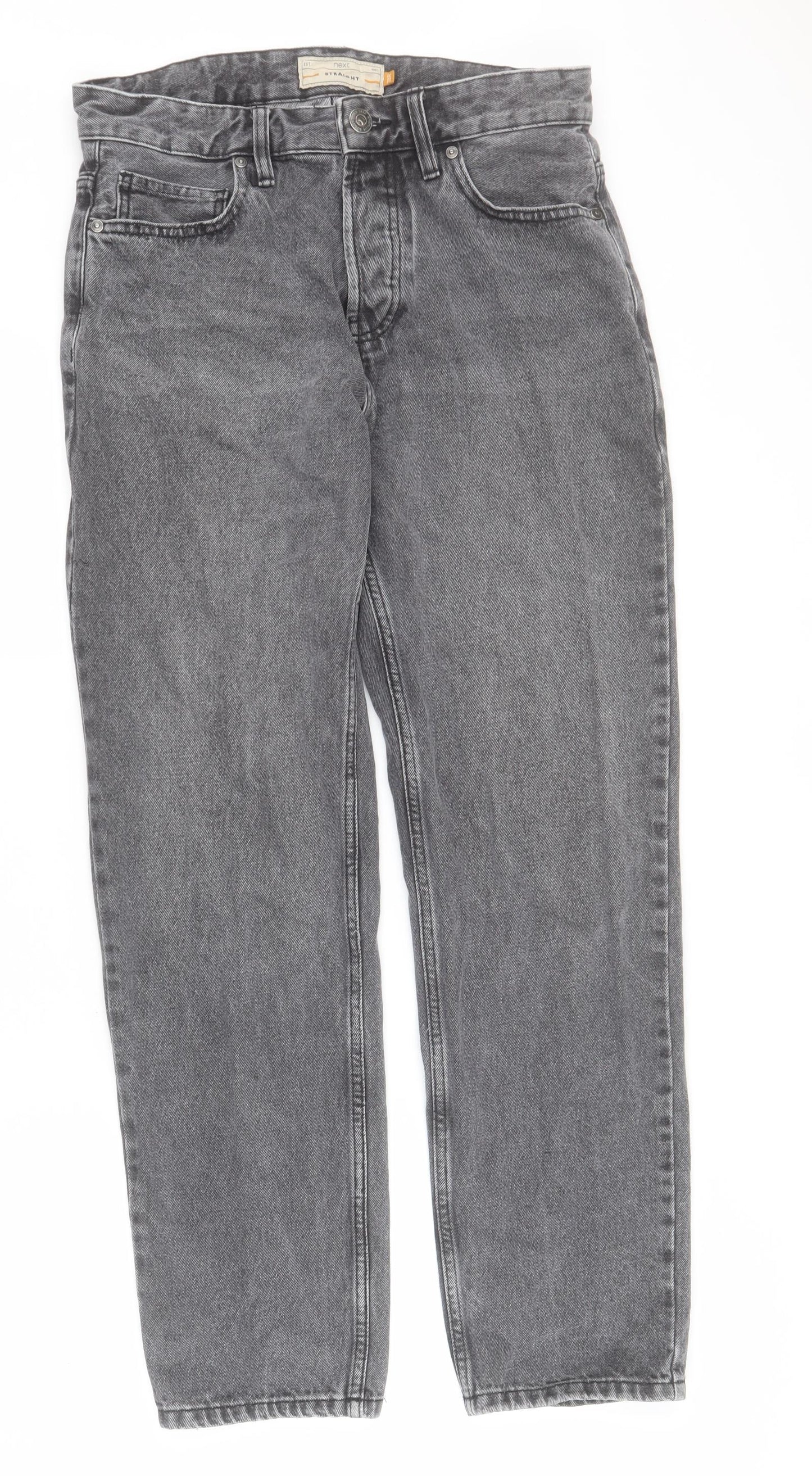 NEXT Mens Grey  Cotton Straight Jeans Size 30 in L30 in Regular Button