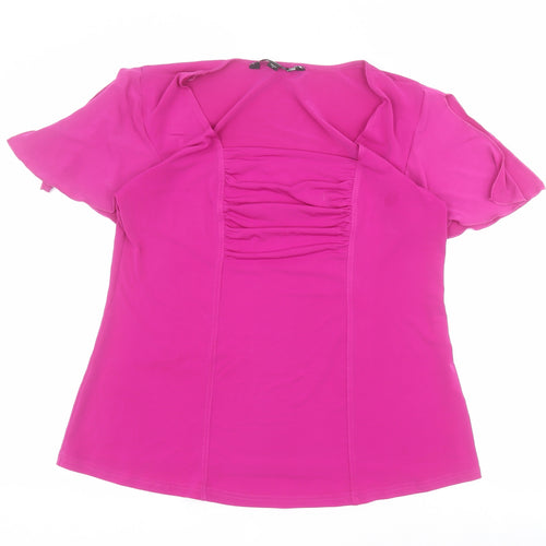 Joanna Hope Womens Pink  Polyester Basic Blouse Size 14 Square Neck