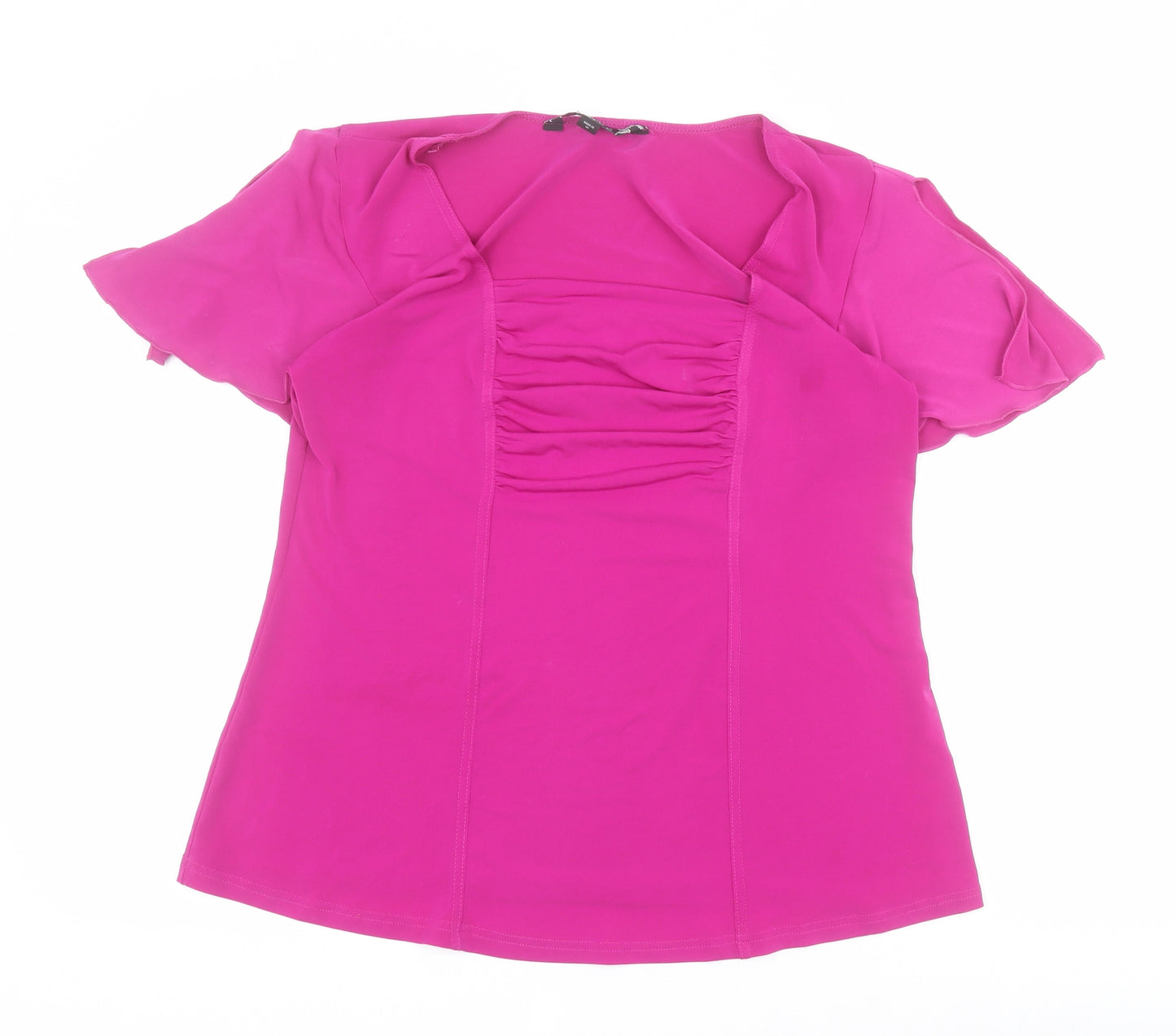 Joanna Hope Womens Pink  Polyester Basic Blouse Size 14 Square Neck