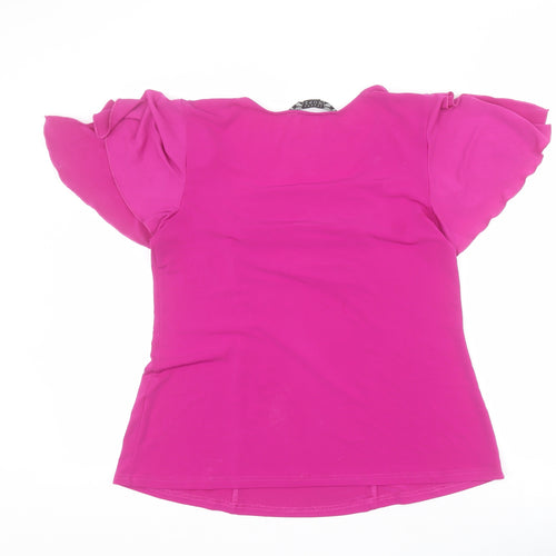 Joanna Hope Womens Pink  Polyester Basic Blouse Size 14 Square Neck