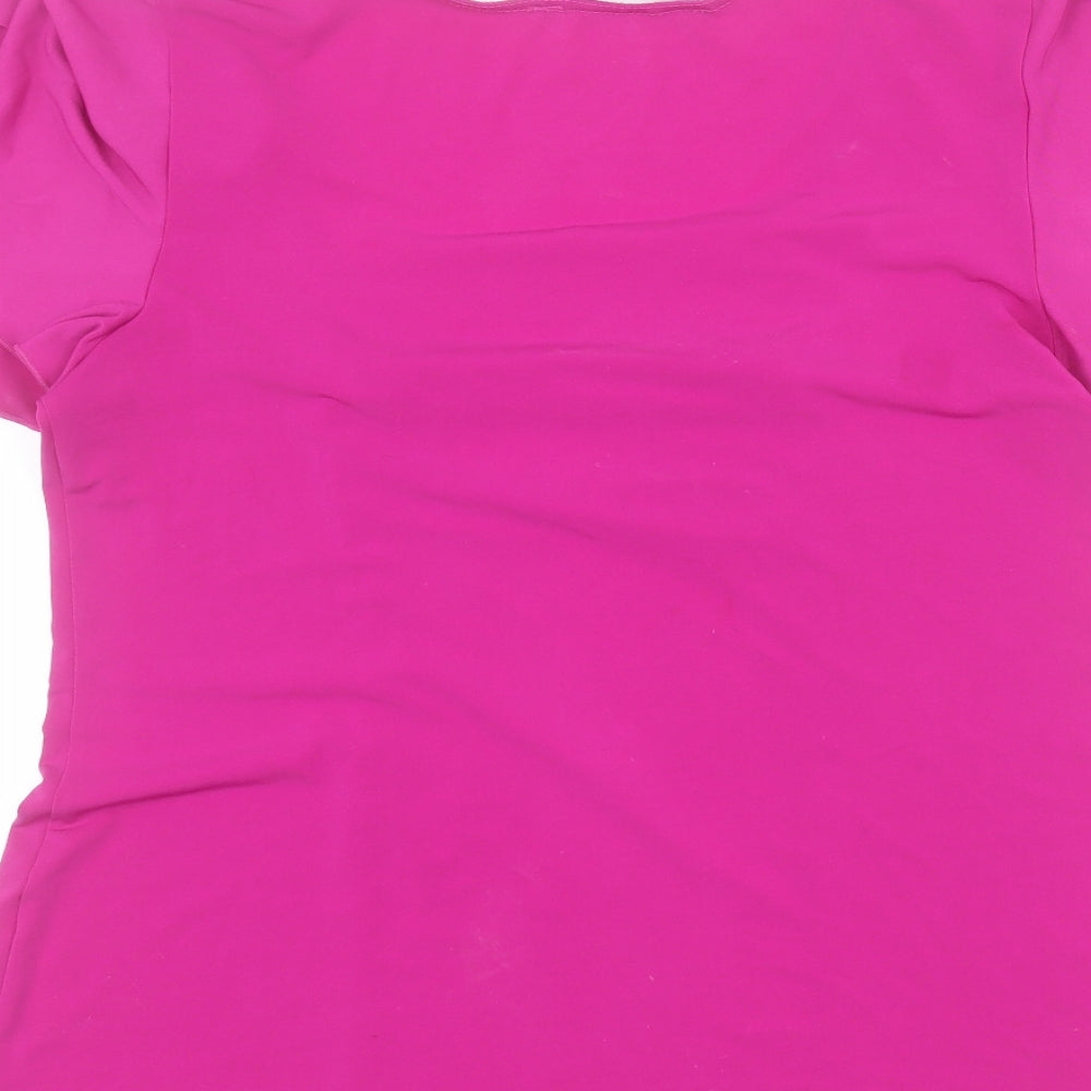 Joanna Hope Womens Pink  Polyester Basic Blouse Size 14 Square Neck