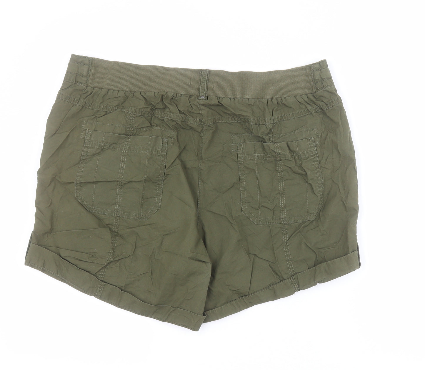 Matalan Womens Green  100% Cotton Cargo Shorts Size 16 L5 in Regular Drawstring