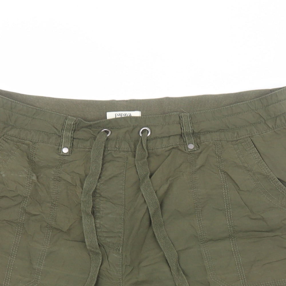 Matalan Womens Green  100% Cotton Cargo Shorts Size 16 L5 in Regular Drawstring