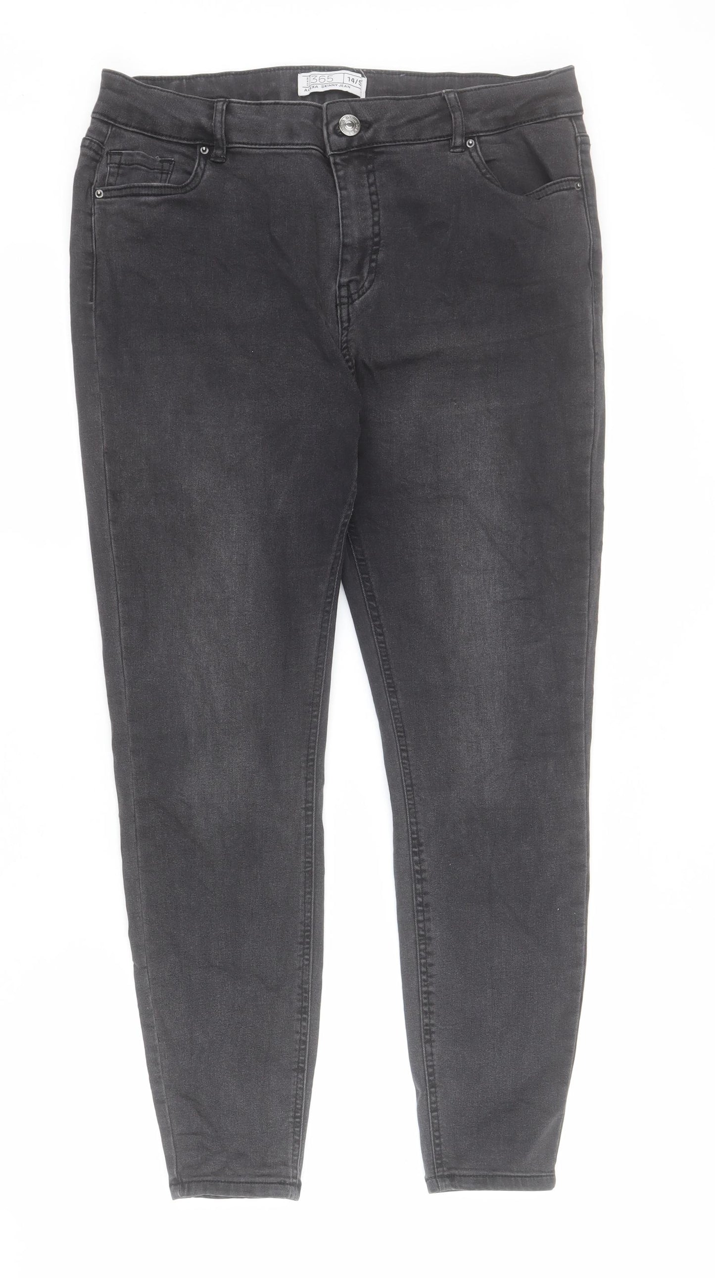 365 Womens Black  Cotton Skinny Jeans Size 14 L26 in Regular Zip