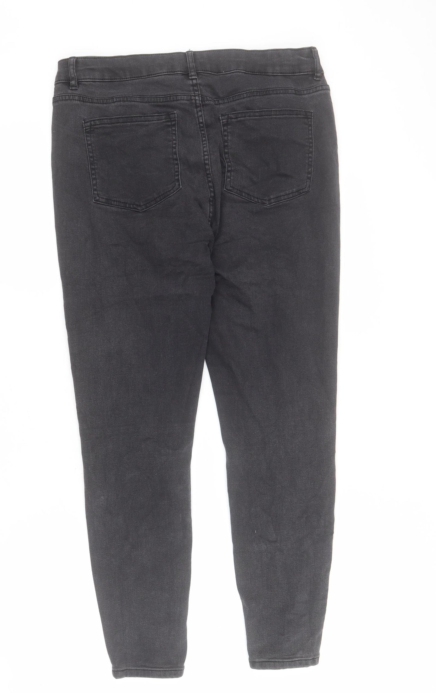 365 Womens Black  Cotton Skinny Jeans Size 14 L26 in Regular Zip