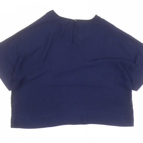Peacocks Womens Blue  Polyester Basic T-Shirt Size 14 Round Neck