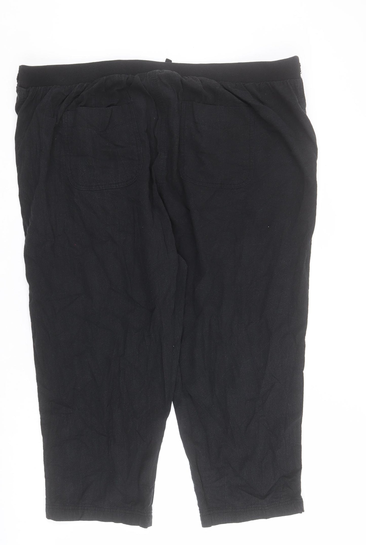 Yours Womens Black  Cotton Cropped Trousers Size 22 L21 in Regular Drawstring