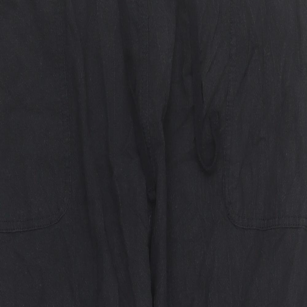 Yours Womens Black  Cotton Cropped Trousers Size 22 L21 in Regular Drawstring