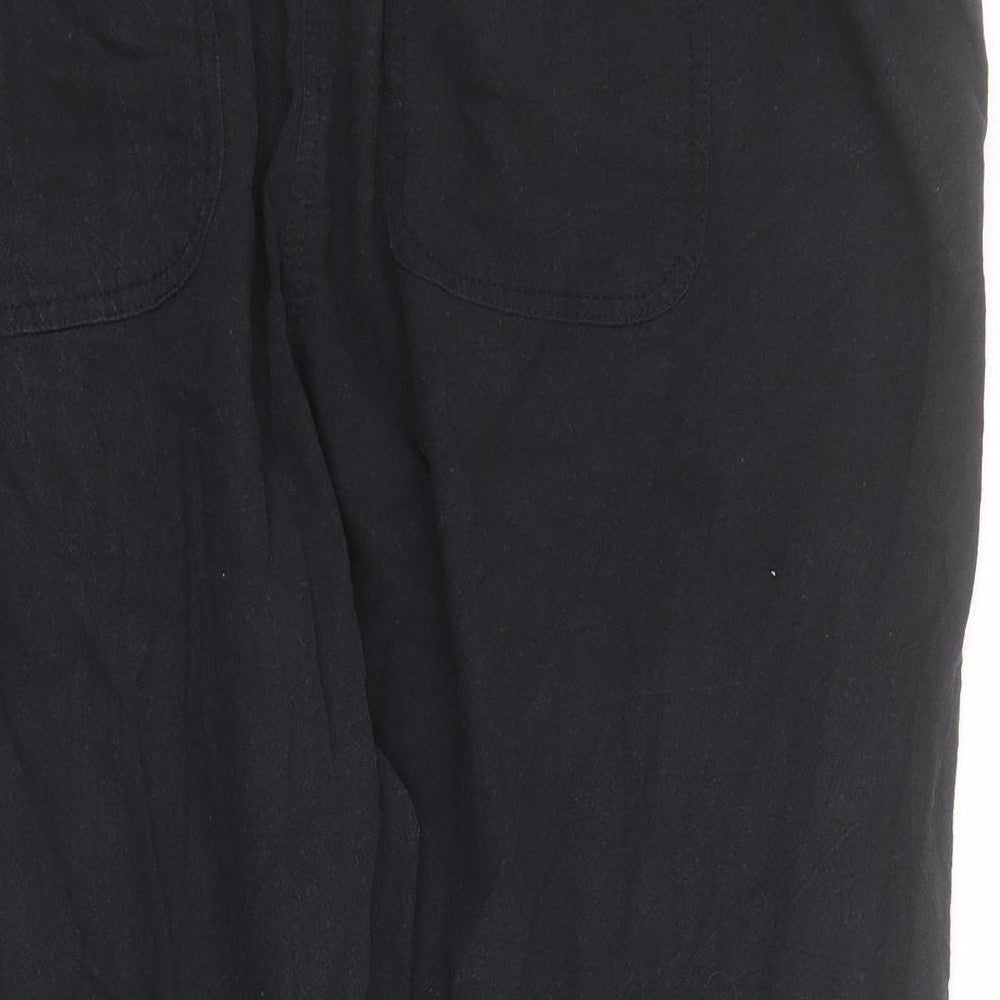 Yours Womens Black  Cotton Cropped Trousers Size 22 L21 in Regular Drawstring