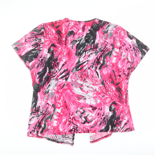 BASSINI Womens Pink  Polyester Basic T-Shirt Size M Round Neck