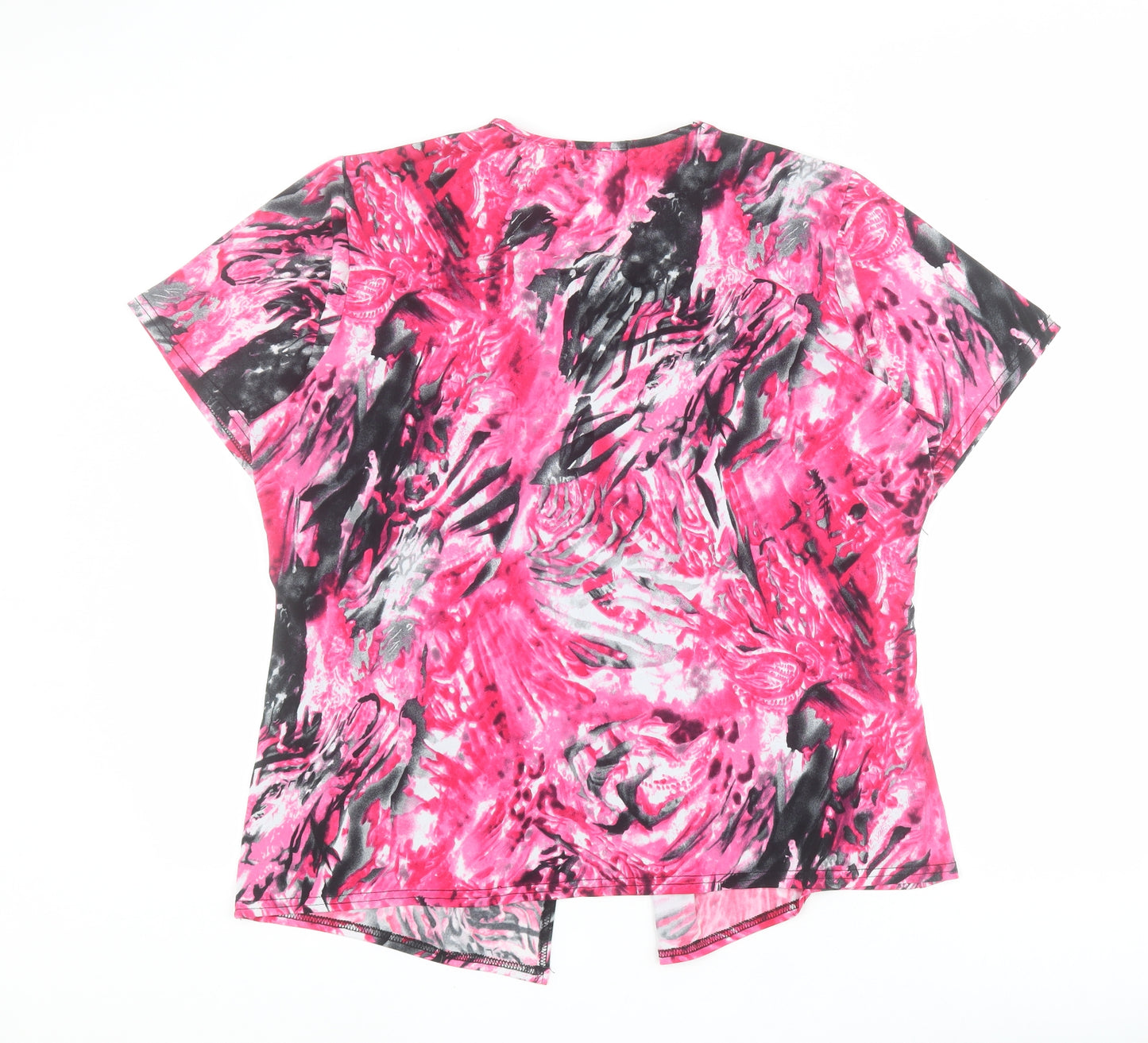 BASSINI Womens Pink  Polyester Basic T-Shirt Size M Round Neck