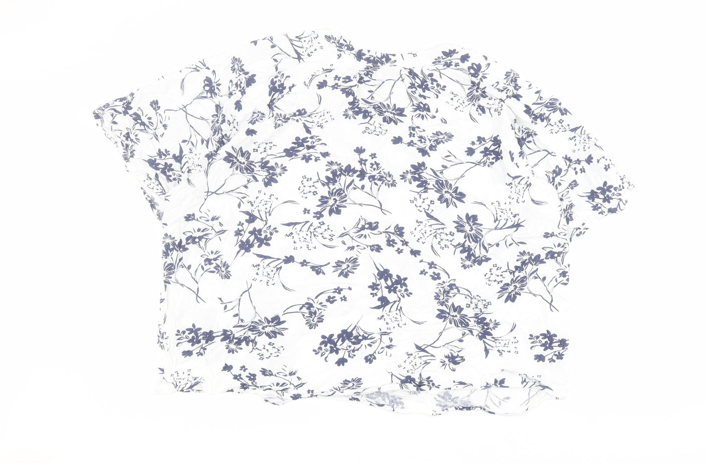 F&F Womens White Floral Viscose Basic Blouse Size 18 V-Neck