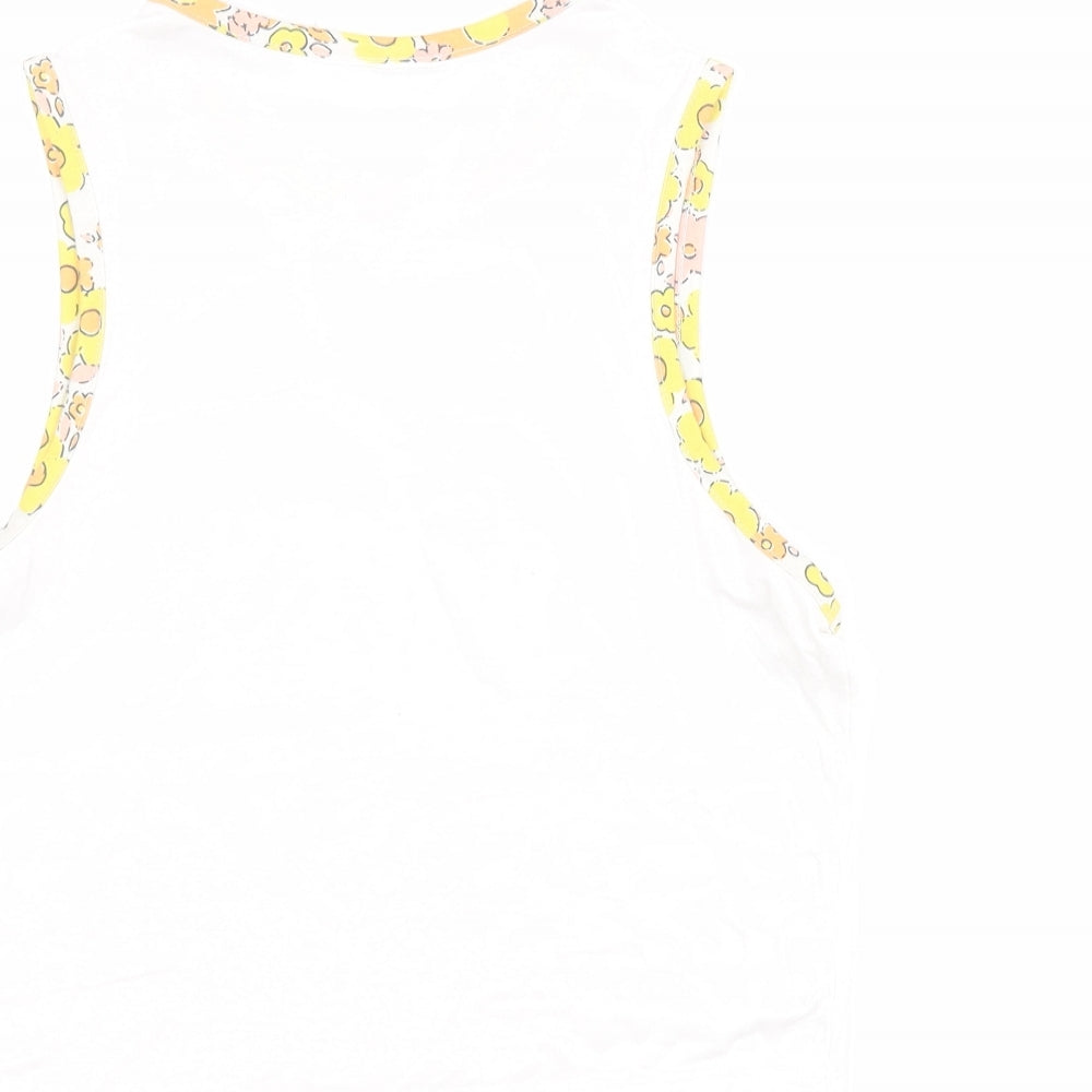 Neon Rose Womens White  Viscose Cropped Tank Size M Round Neck