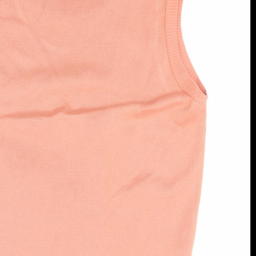 NEXT Mens Pink Round Neck Argyle/Diamond Acrylic Vest Jumper Size M