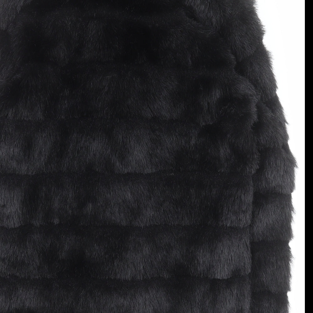 Matalan Womens Black   Jacket Coat Size 16  Hook & Eye - Faux fur