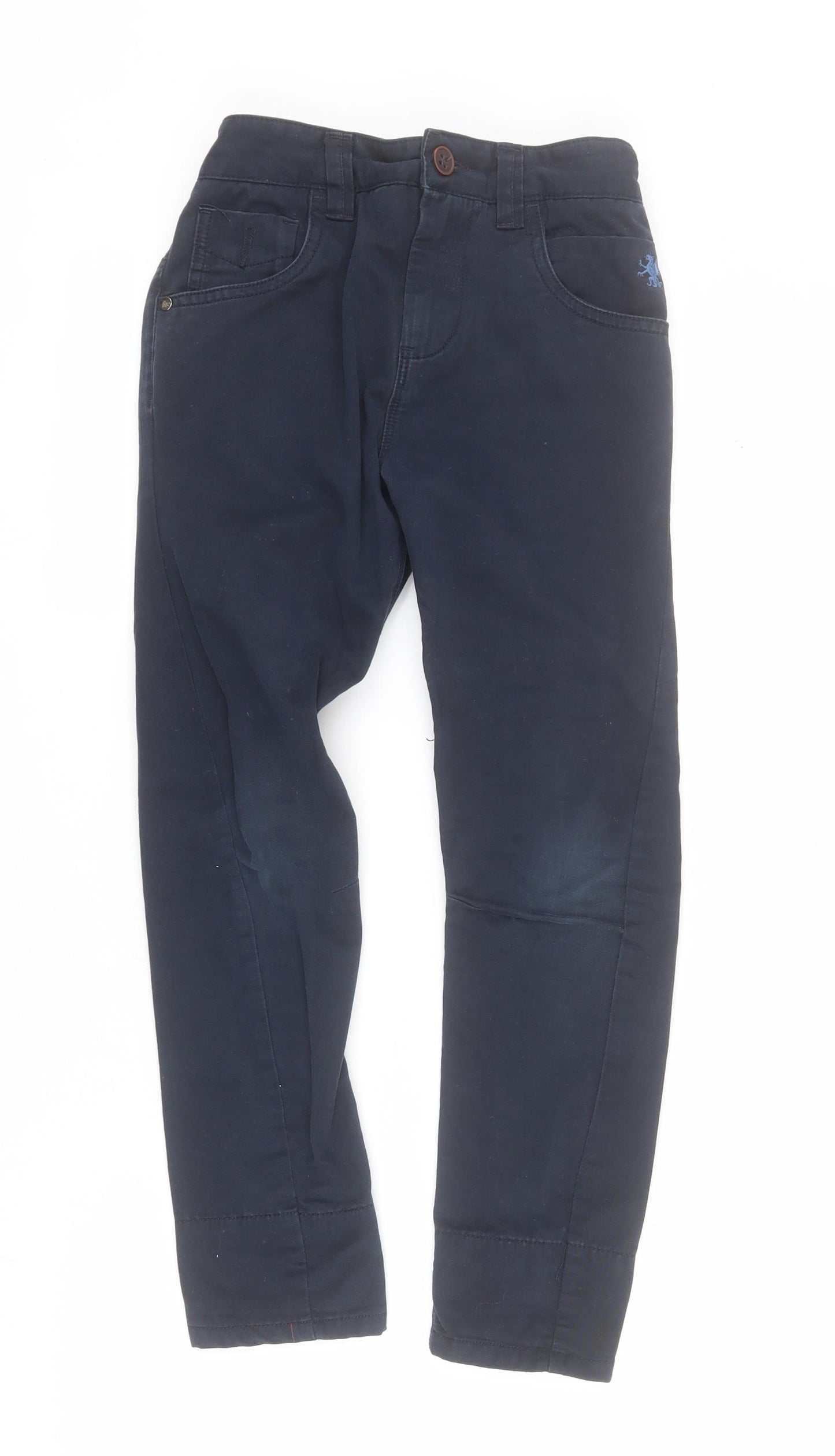 NEXT Boys Blue  100% Cotton Chino Trousers Size 7 Years  Regular Zip