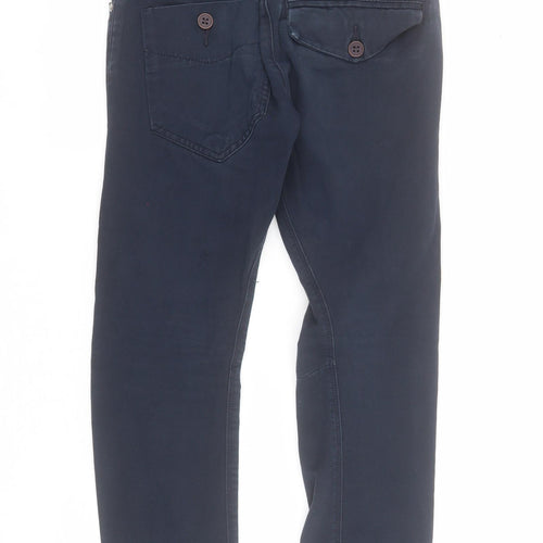 NEXT Boys Blue  100% Cotton Chino Trousers Size 7 Years  Regular Zip