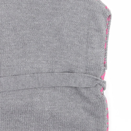 New Look Girls Grey V-Neck Fair Isle Acrylic Cardigan Jumper Size 3 Years  Snap