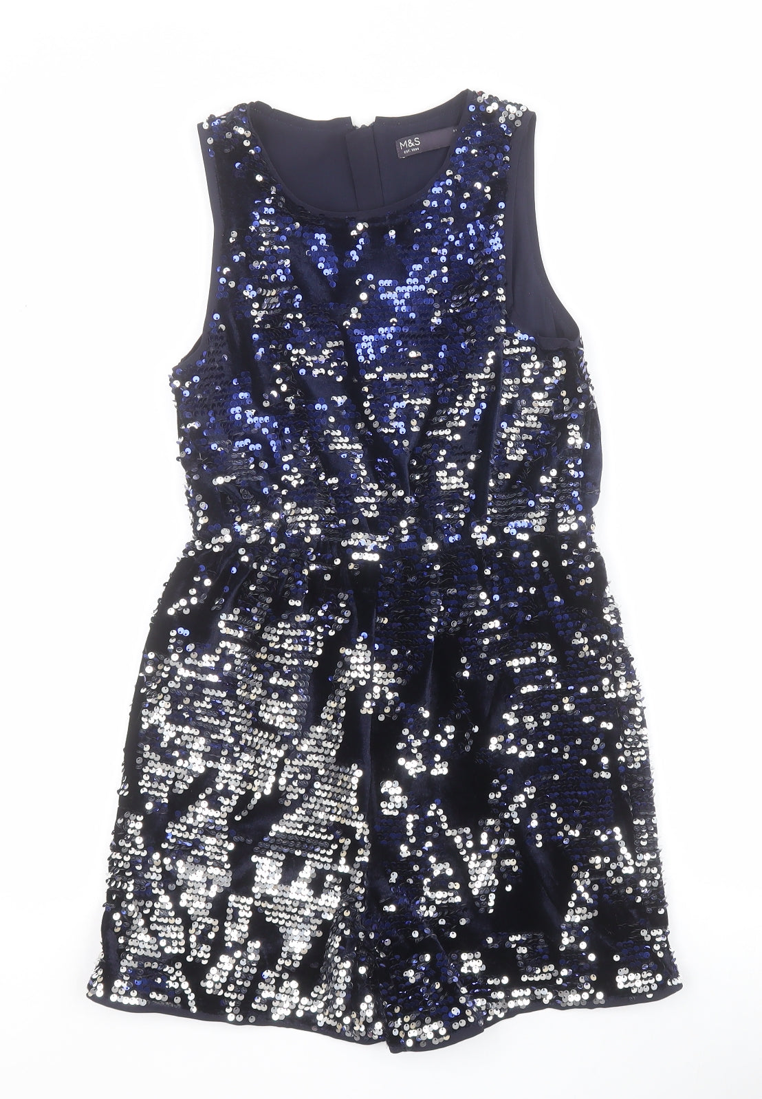 Marks and Spencer Girls Blue  Polyester Playsuit One-Piece Size 9-10 Years  Zip