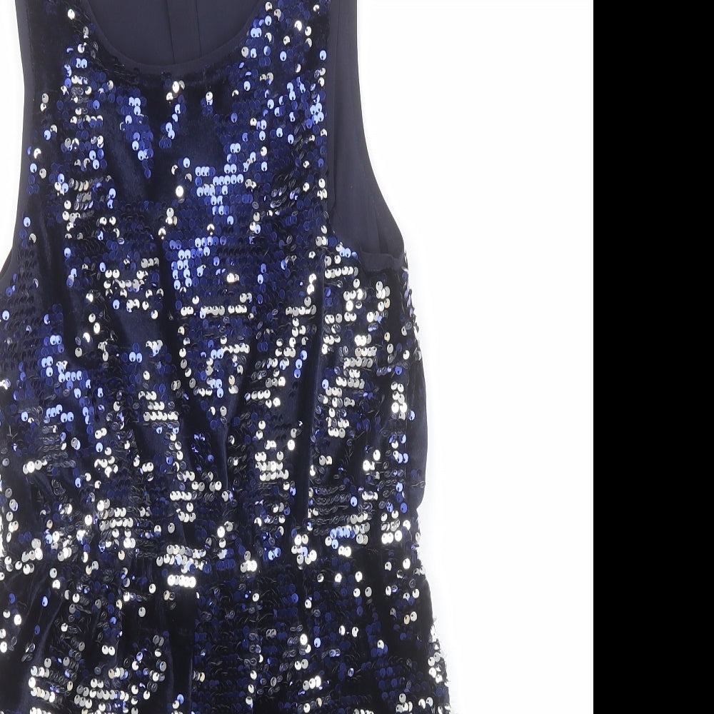 Marks and Spencer Girls Blue  Polyester Playsuit One-Piece Size 9-10 Years  Zip
