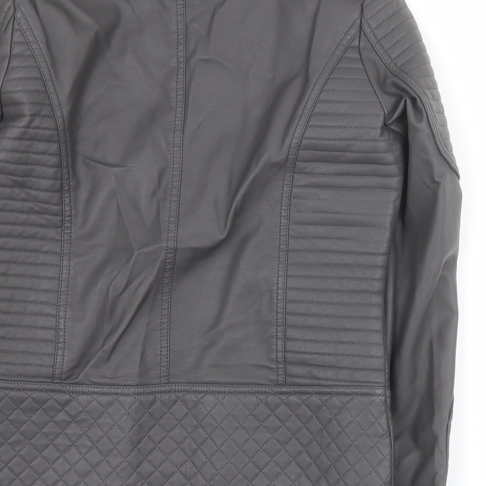 YMI Womens Grey Jacket Size M Zip Faux leather – Preworn