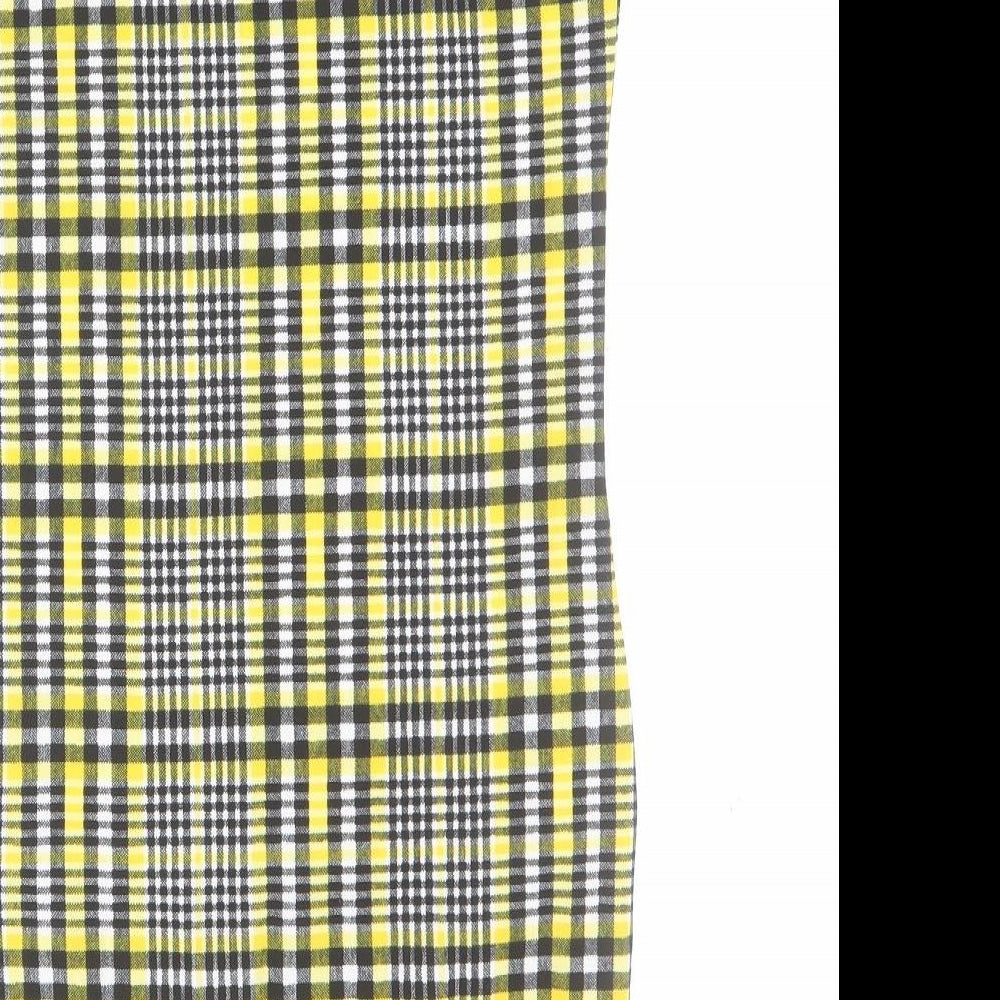 SheIn Girls Yellow Plaid Polyester Mini  Size 12 Years  Square Neck Pullover