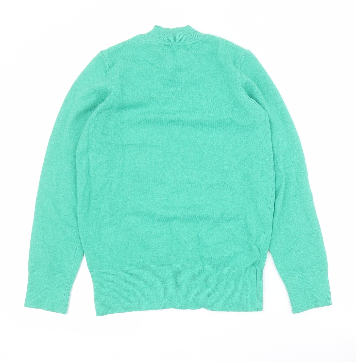 Gallery Womens Green Mock Neck  Viscose Pullover Jumper Size XS