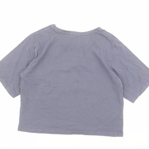 Matalan Girls Grey  100% Cotton Cropped T-Shirt Size 12 Years Crew Neck Pullover - Slogan