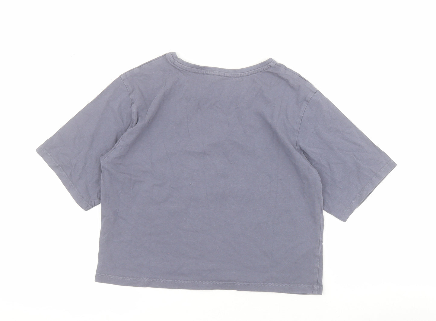 Matalan Girls Grey  100% Cotton Cropped T-Shirt Size 12 Years Crew Neck Pullover - Slogan