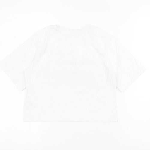 Matalan Girls White  100% Cotton Cropped T-Shirt Size 11 Years Crew Neck Pullover - Slogan