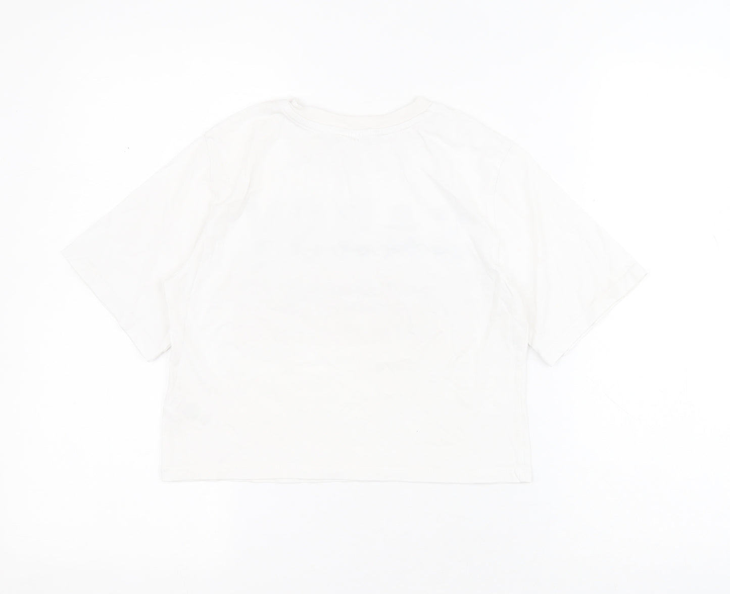 Matalan Girls White  100% Cotton Cropped T-Shirt Size 11 Years Crew Neck Pullover - Slogan
