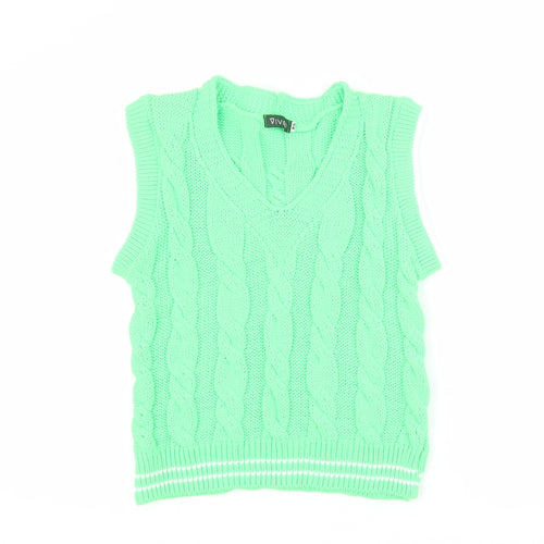 Vivichi Womens Green V-Neck  Acrylic Vest Jumper Size XS
