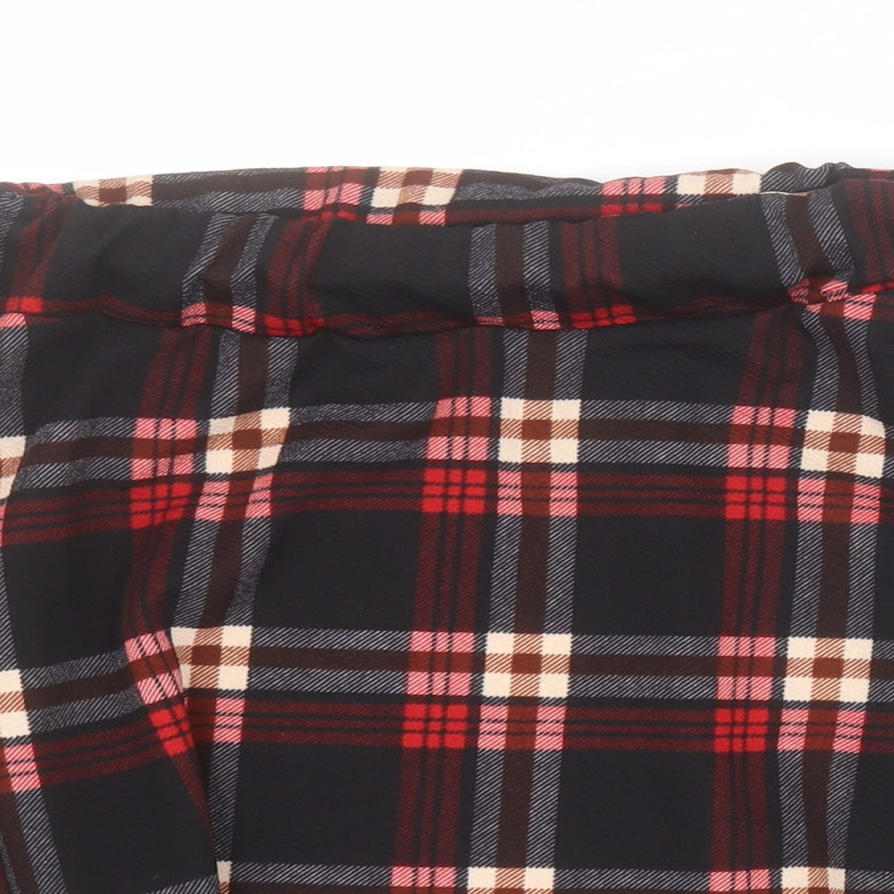 SheIn Womens Red Plaid Polyester Skater Skirt Size M