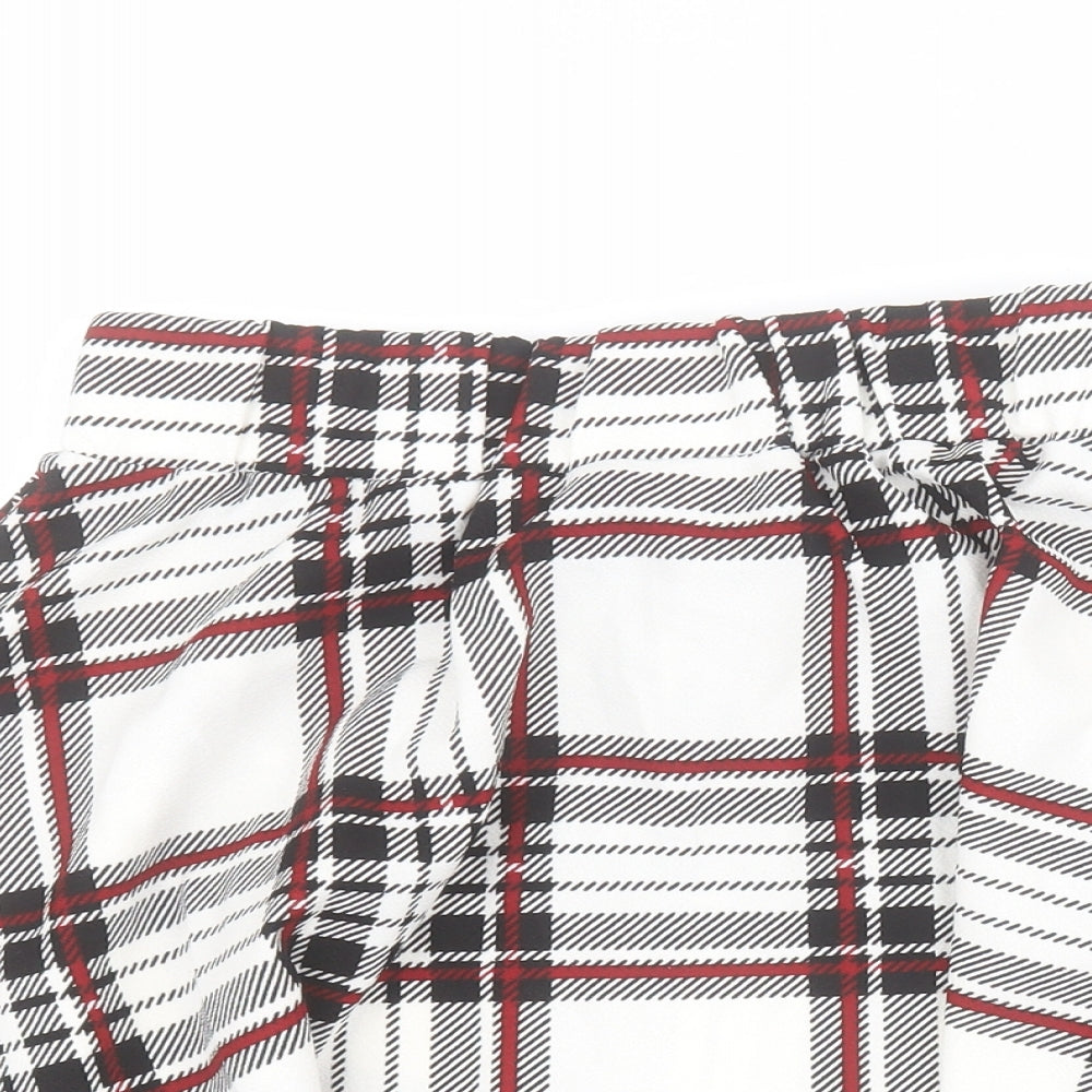 SheIn Womens White Plaid Polyester Skater Skirt Size M