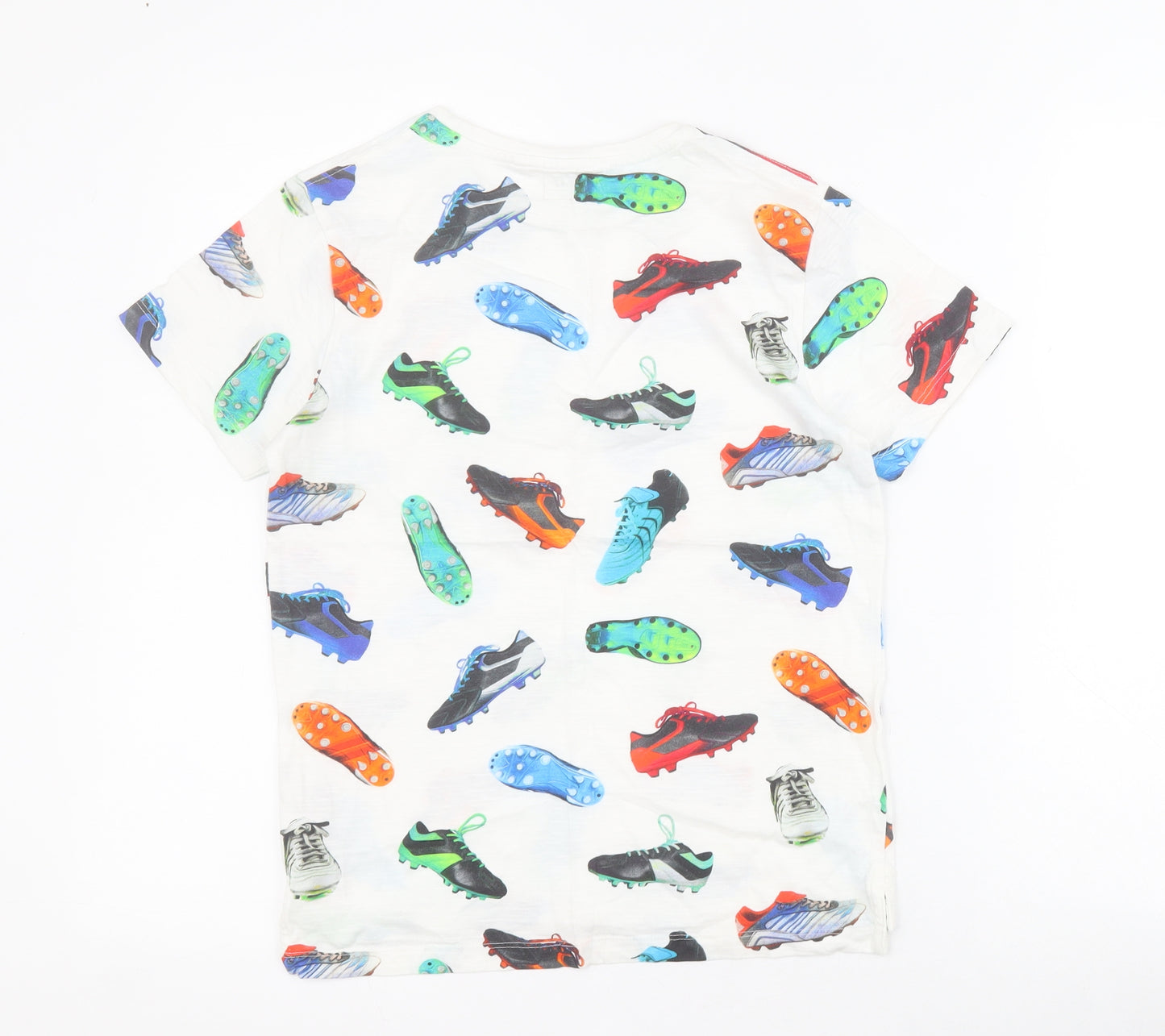 NEXT Boys White  100% Cotton Pullover T-Shirt Size 9 Years Crew Neck Pullover - Football boots