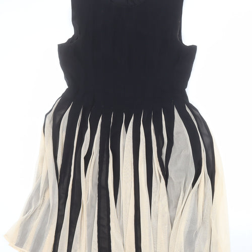 ASOS Womens Black  Polyester Fit & Flare  Size 10  Round Neck Button