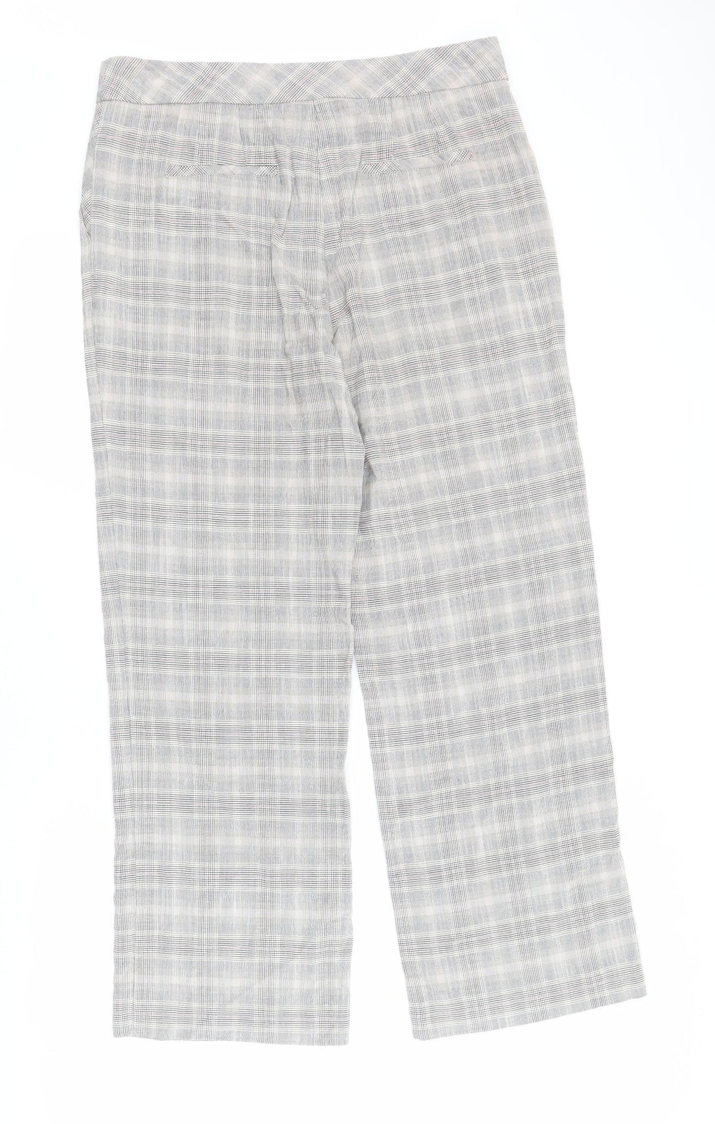 NEXT Womens Multicoloured Plaid Viscose Carrot Trousers Size 12 L30 in Regular Zip