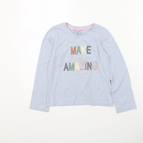 Primark  Girls Blue  Cotton Pullover Casual Size 7-8 Years Round Neck Pullover - Make Today Amazing